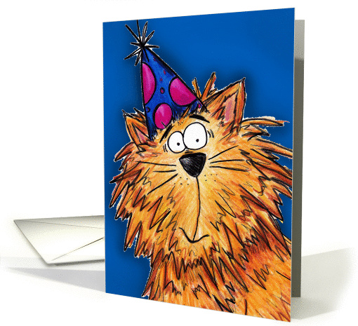 Orange Cartoon Birthday Cat card (893130)