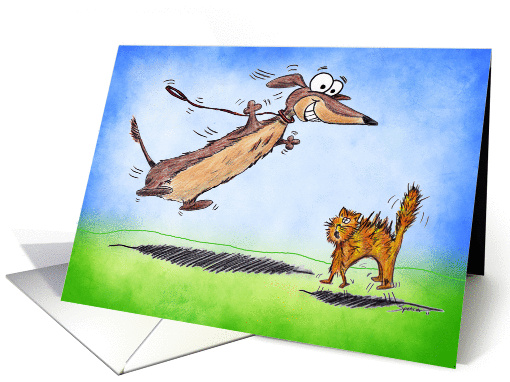 Birthday Excited Old Cartoon Dachshund card (893492)