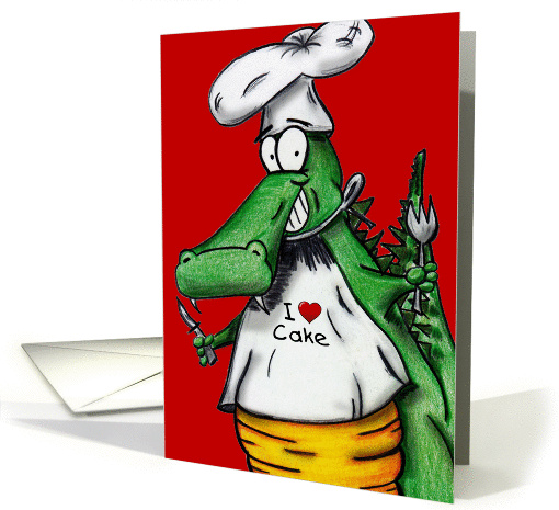 Birthday Cake Loving Alligator card (893839)