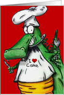 Birthday Cake Loving Alligator card