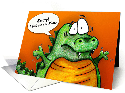 Funny Pinata Eating Alligator Birthday card (902764)
