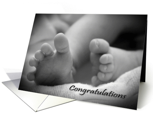 Tiny Baby Feet Soft Monochrome Congratulations card (906139)