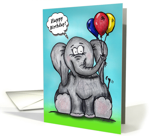 Cartoon Elephant Happy Birthday card (907164)