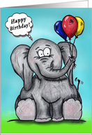 Cartoon Elephant Happy Birthday Card