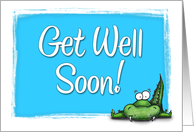 Cartoon Alligator Get Well Soon Card