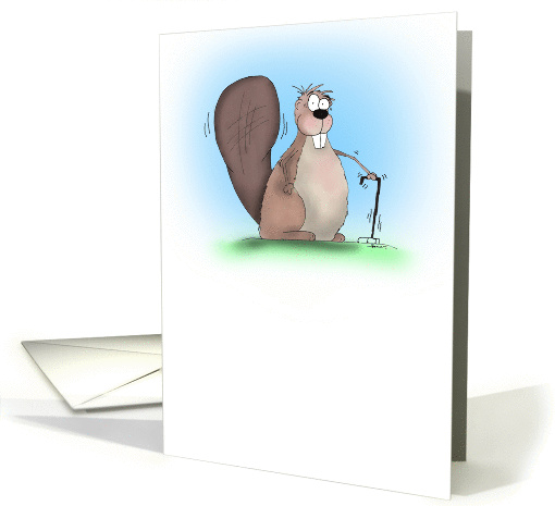 Cute Cartoon Beaver with Cane Birthday card (913228)