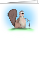 Cute Cartoon Beaver with Cane Birthday Card