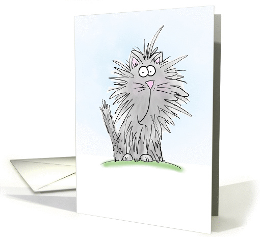 Watercolor Cartoon Cat Happy Birthday card (927813)
