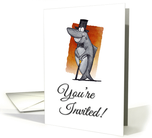 Cartoon Shark all Dressed Up Invitation card (928421)