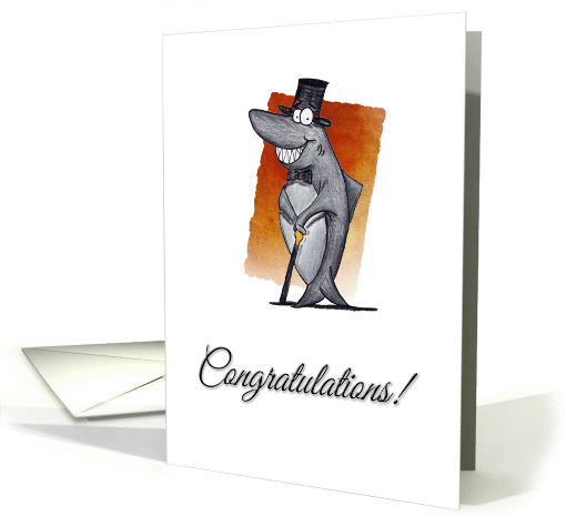 Congratulations, Cartoon Shark All Dressed Up card (928423)