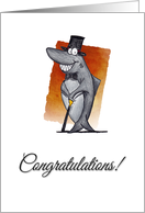 Congratulations, Cartoon Shark All Dressed Up card