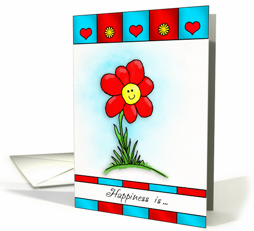 Happiness is Friendship Watercolor Cartoon Flower card (928477)