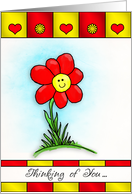 Thinking of You Watercolor Cartoon Flower card