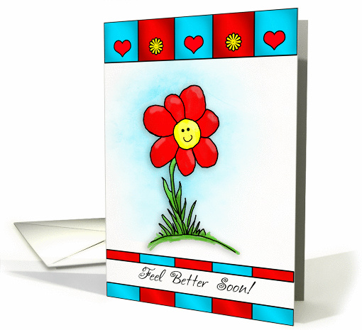 Feel Better Soon Watercolor Cartoon Flower card (928711)