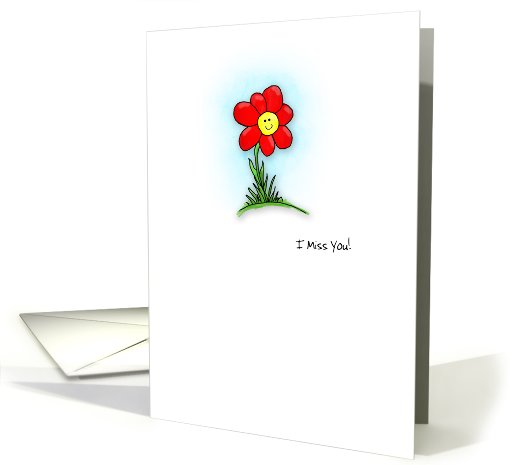 I Miss You Personalizable Watercolor Cartoon Flower card (928894)
