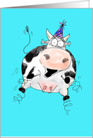 Springy Cow Getting Older Cartoon Happy Birthday card