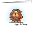 Little Crowned Lion Cartoon Happy Birthday Card