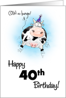 40th Birthday Little Springy Cartoon Cow card