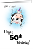 50th Birthday Little Springy Cartoon Cow card