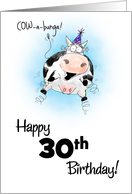 30th Birthday Little Springy Cartoon Cow card