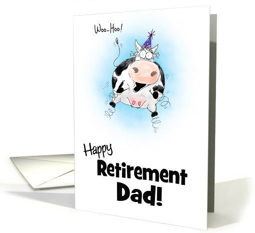 Little Springy Cartoon Cow Happy Retirement Dad card (956253)