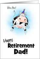 Little Springy Cartoon Cow Happy Retirement Dad card