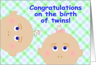 Congratulations on the Birth of a Twin Boy and Girl, From All of Us card