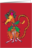 christmas- cartoon rat with holly card