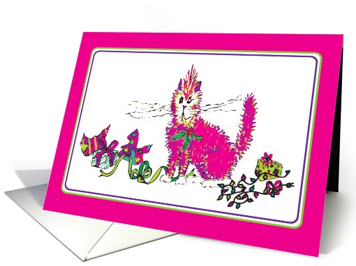 christmas- christmas presents cat kitten cartoon funny humor card