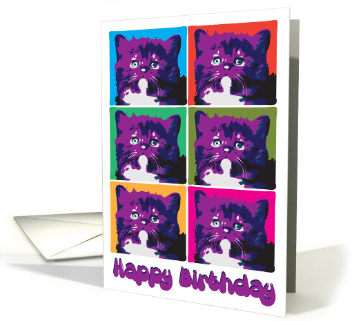 Kitten Pop Art birthday card (886721)