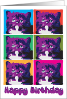 Kitten Pop Art birthday card