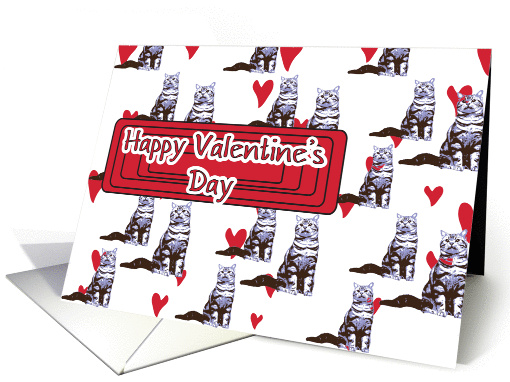Cat and hearts valentine's day card (886800)