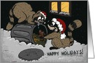 A Raccoon Christmas, Raccoons Going Through Trash Can card