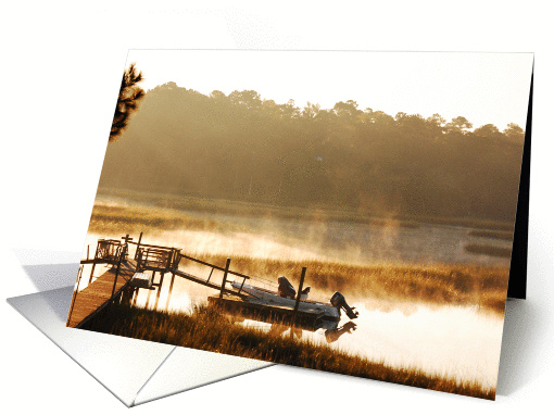 Boat on creek, chilly morning, fishing day, Sunrise on... (883492)