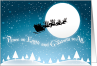 Santa Claus and His reindeer Christmas Card
