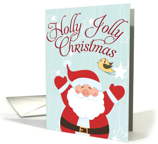 Holly Jolly Christmas with Santa and Little Bird card (883795)