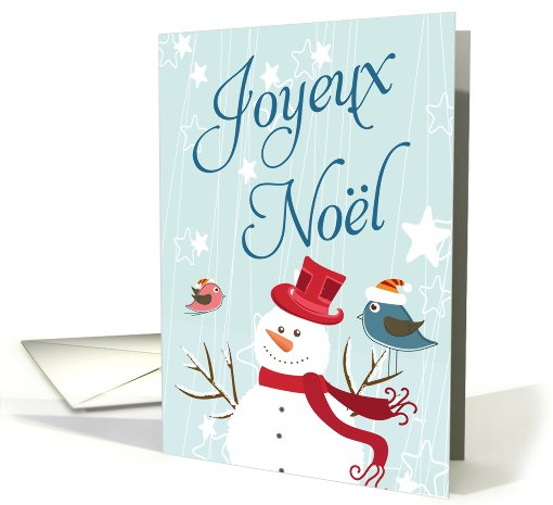 Joyeux Noel Snowman and Little birds Christmas card (883806)