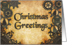 Steampunk Jolly Cogs Christmas Greetings card