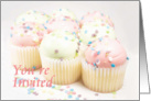 You’re Invited with Pastel Pink, Green Cupcakes with Sprinkles card