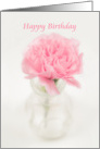 Soft Pink Carnation in Vase, Happy Birthday card