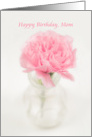 Soft Pink Carnation in Vase, Happy Birthday Mom card
