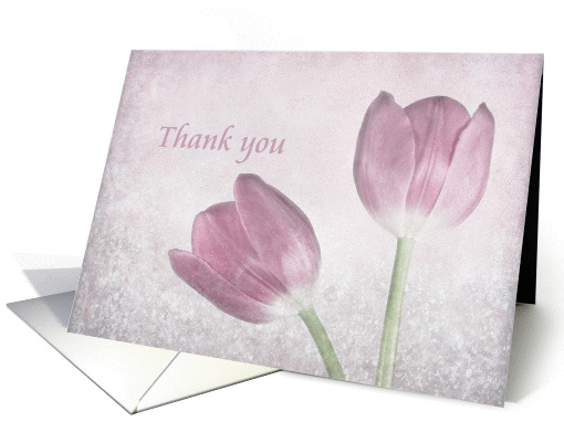 Thank you, Two Lavender Tulips on pastel background card (886173)