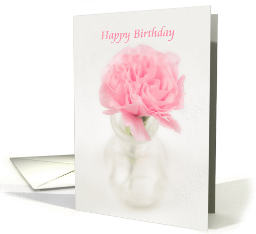 Soft Pink Carnation in Vase, Happy Birthday card (888337)