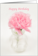 Soft Pink Carnation in Vase, Happy Birthday card