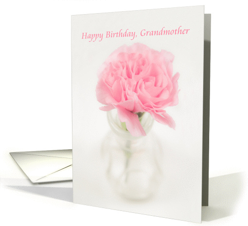 Soft Pink Carnation in Vase, Happy Birthday Grandmother card (888340)