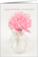 Soft Pink Carnation in Vase, Happy Birthday Grandmother card