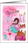 Happy Birthday - Girl & Birthday Cake card