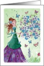 Thank You - Girl with Flowers card