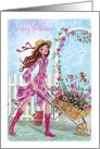 Happy Birthday Girl - Wheelbarrow with roses card