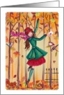 Happy Thanksgiving - Girl in the forest card